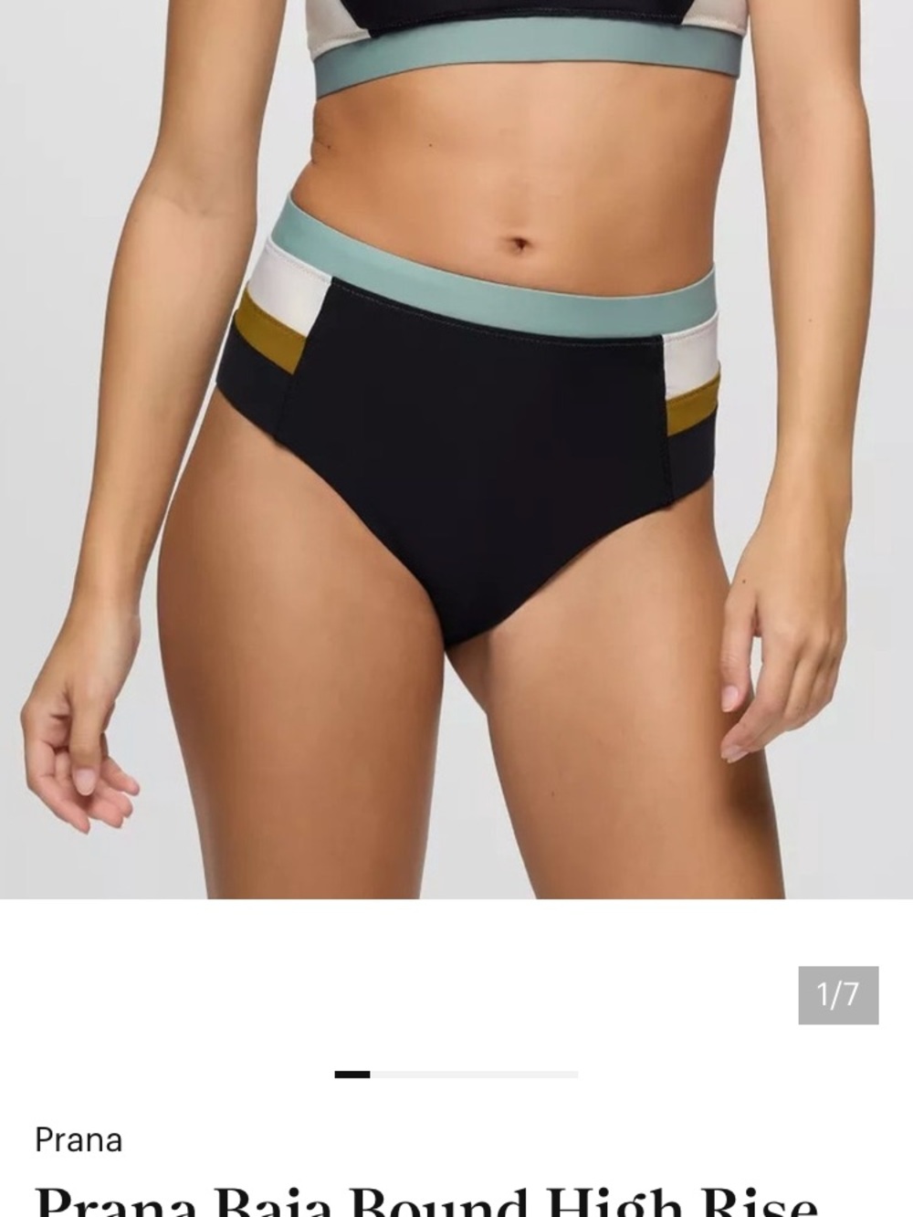 NWT Prana Baja Bound High Rise Swim Bottom - Black Colorblock Womens Size S